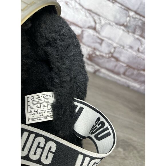 UGG Fuzzita Black Fur Slingback Slipper Platform Sandals Women 10US/41EU 1135237 - Picture 9 of 16
